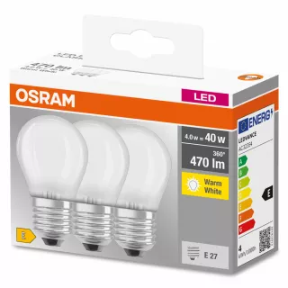 OSRAM CLASSIC P 3 LAMPADINE LED SFERA SATIN 40W E27 2700°K