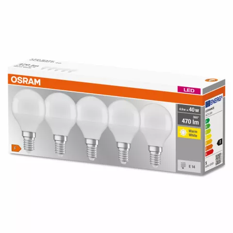 OSRAM CLASSIC P 5 LAMPADINE LED SFERA SATIN 40W E14 2700°K