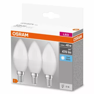OSRAM CLASSIC B 3 LAMPADINE LED CANDELA SATIN 40W E14 4000°K