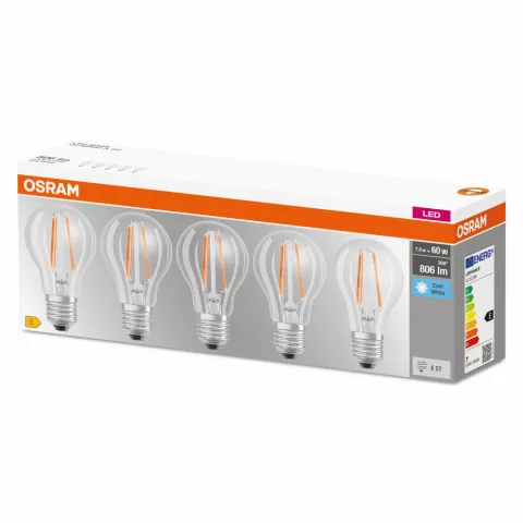 OSRAM CLASSIC A 5 LAMPADINE LED GOCCIA 60W E27 2700°K