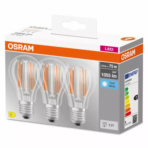 OSRAM CLASSIC A 3 LAMPADINE LED GOCCIA 75W E27 4000°K