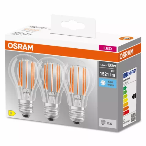 OSRAM CLASSIC A 3 LAMPADINE LED GOCCIA 100W E27 4000°K