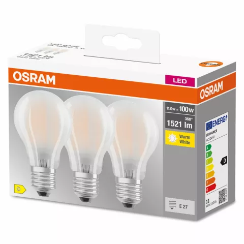 OSRAM CLASSIC A 3 LAMPADINE LED GOCCIA SATIN 100W E27 2700°K