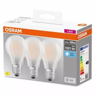 OSRAM CLASSIC A 3 LAMPADINE LED GOCCIA SATIN 100W E27 4000°K