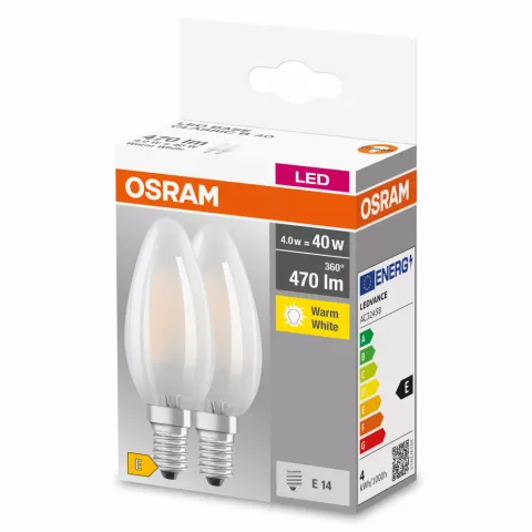 OSRAM CLASSIC B 2 LAMPADINE LED CANDELA SATIN 40W E14