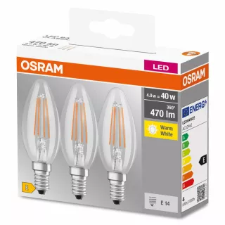 OSRAM CLASSIC B 3 LAMPADINE LED CANDELA 40W E14 2700°K