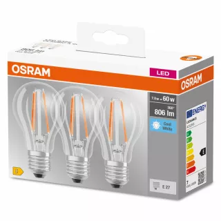 OSRAM 3 LAMPADINE LED GOCCIA 60W E27 4000°K
