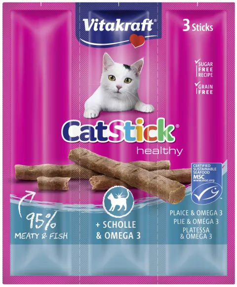 Vitakraft Cat-stick mini platessa e omega 3 multipack 20 buste da 18 gr.