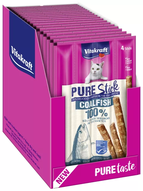 Vitakraft Multipack Pure Stick merluzzo nero msc 20 bustine con 4 snack da 5 gr.