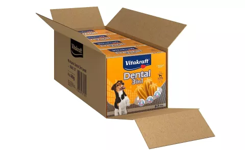 Vitakraft-dental 3 in 1 mis S multipack 16 buste con 28 snack cani 480 gr.