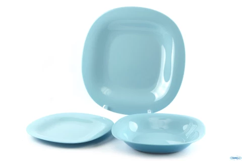 Carine light blue servizio piatti tavola quadrati 18 pz.