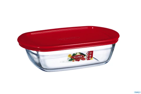 COOK STORE SET 6 TEGLIE CONTENITORI IN VETRO RETTANGOLARI CON COPERCHIO 17x10 CM.
