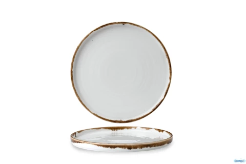 DUDSON-HARVEST NATURAL PIATTO PIANO BORDO ALTO CM. 26 x H. 2 IN CERAMICA VETRIFICATA - SERVIZIO DA 6