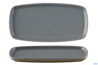 CHURCHIL EMERGE GRIGIO VASSOIO RETTANGOLARE IN CERAMICA VETRIFICATA CM. 25,1 x 10 - SERVIZIO DA 6