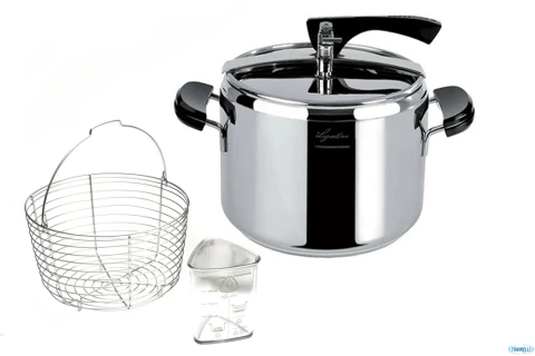 La classica Lago fusion pentola a pressione lt. 9 cm. con cestello e misuratore