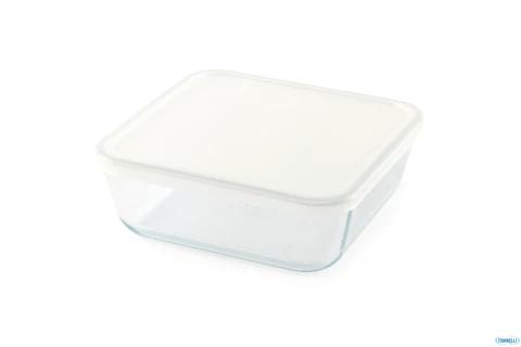 Pyrex contenitore quadrato in vetro e coperchio 20x20 cm lt. 2