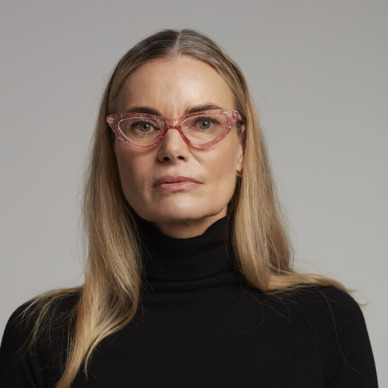 OKKIA Reading Adriana reading Small Cat Eye Glitter pink