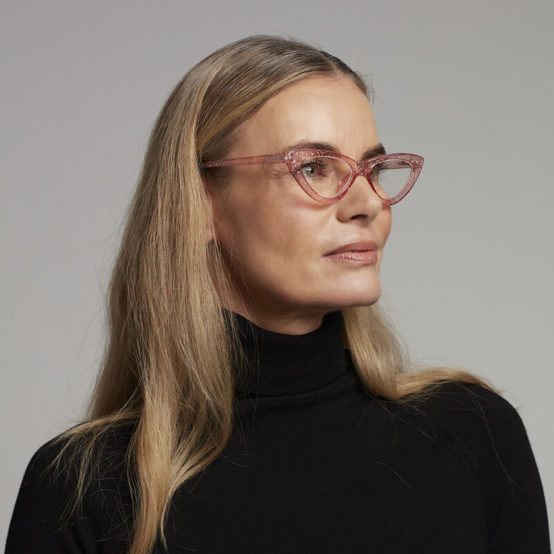 OKKIA Reading Adriana reading Small Cat Eye Glitter pink