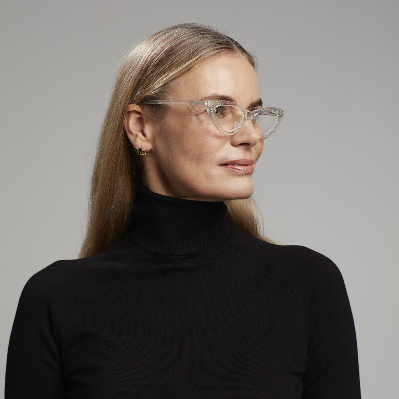 OKKIA Reading Adriana reading Small Cat Eye Silver glitter