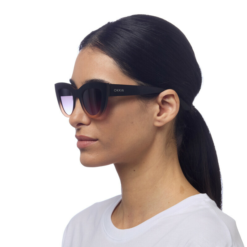 OKKIA Sun Claudia Big Cat Eye Black shaded rose