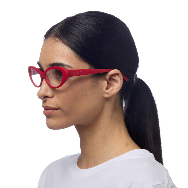 OKKIA Reading Lina Small Cat Eye Red