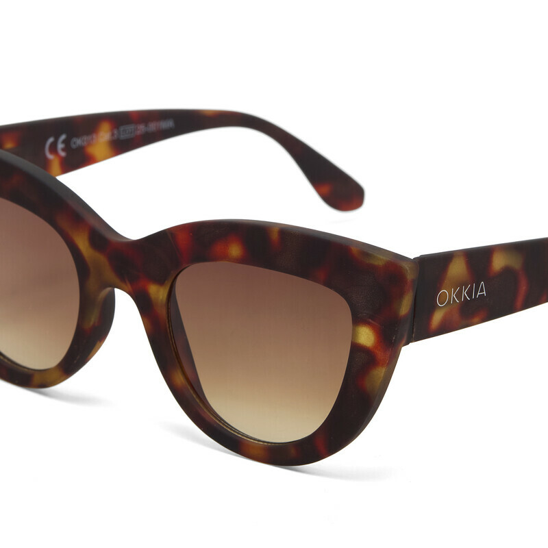 OKKIA Sun Claudia Big Cat Eye Classic Havana