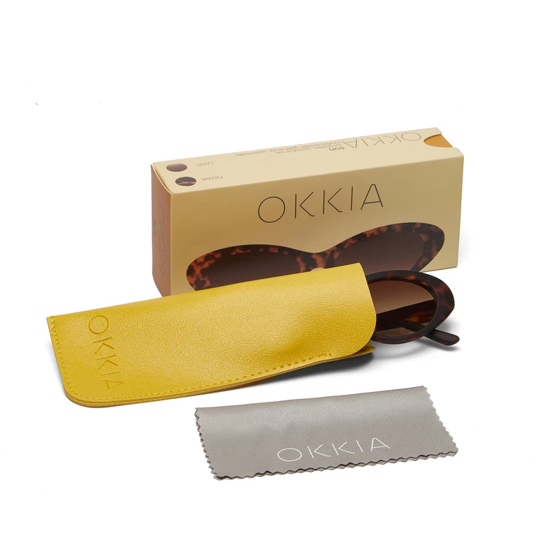 OKKIA Sun Lina Small Cat Eye Classic Havana