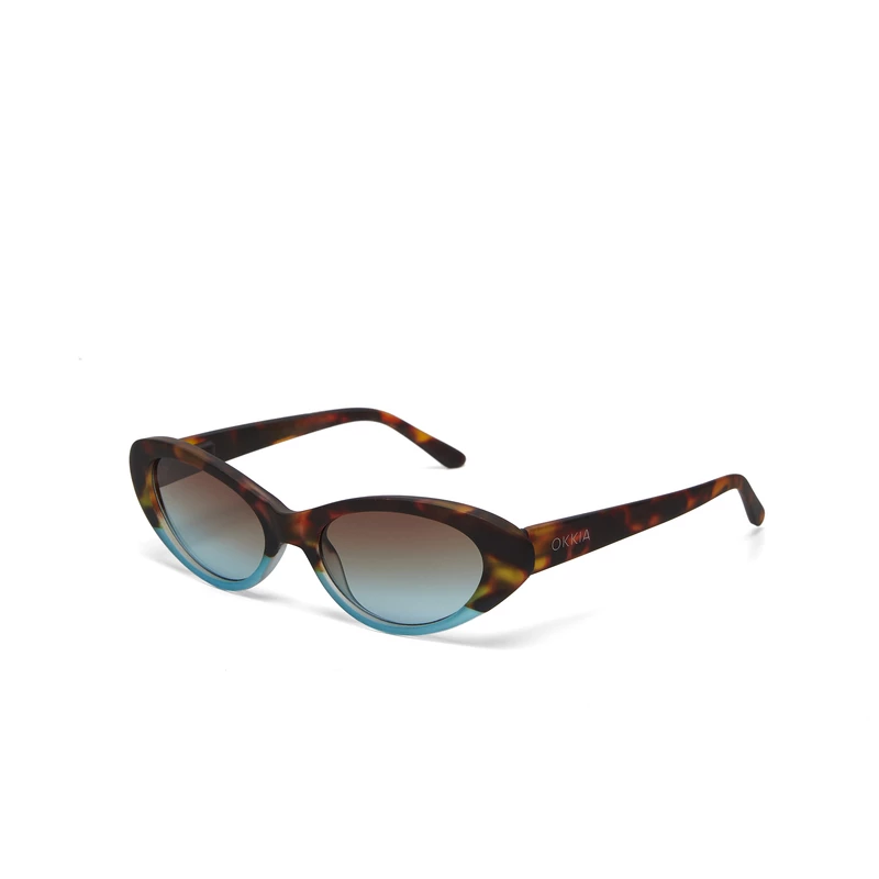 OKKIA Sun Lina Small Cat Eye Havana and blue