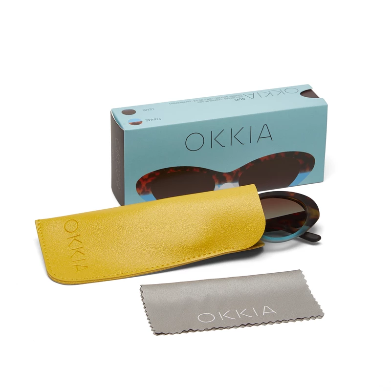 OKKIA Soleil Lina Small Cat Eye Havana et bleu